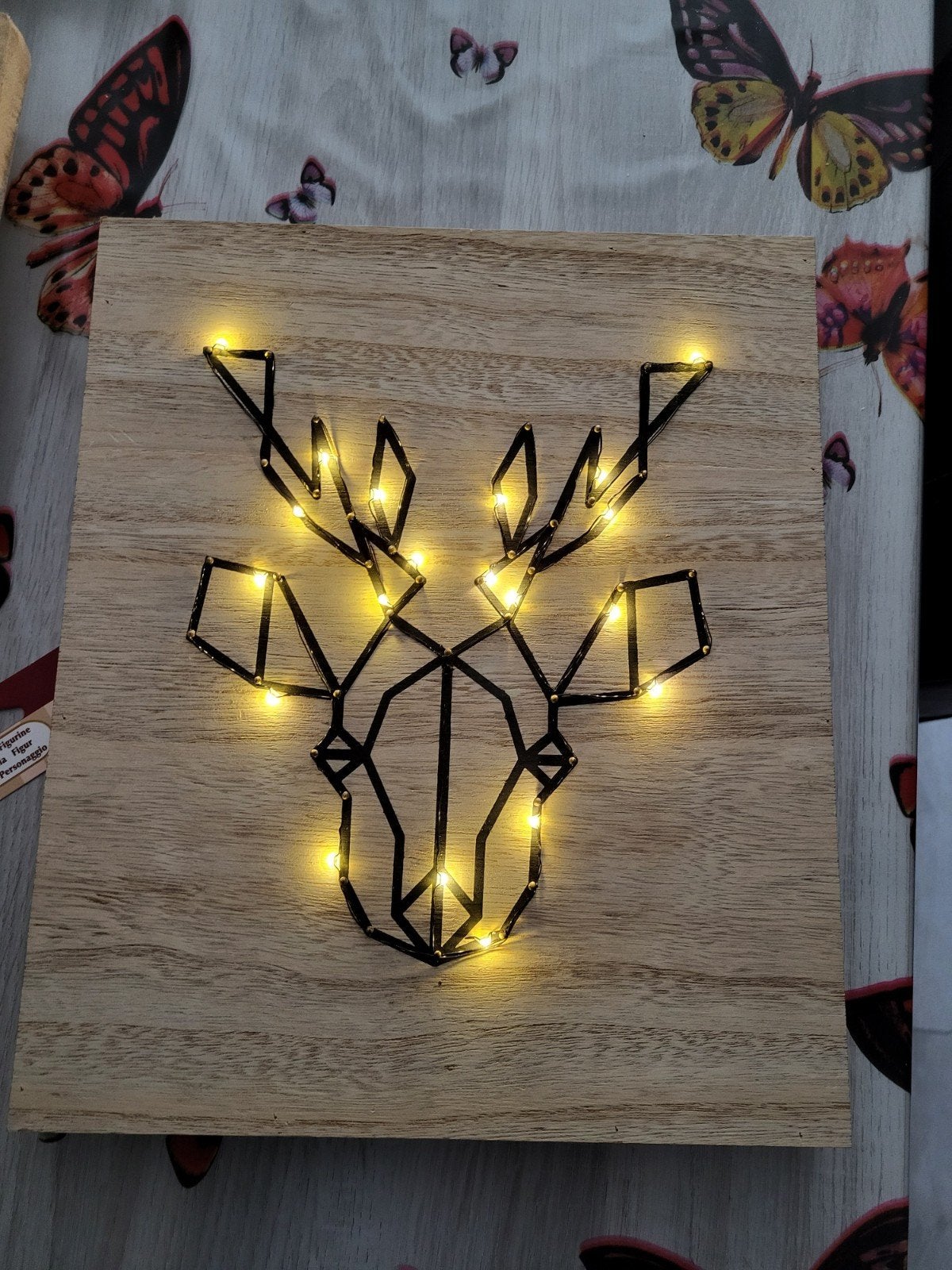 Lichtgevende houten kerst lijst rendier, Ophalen of Verzenden