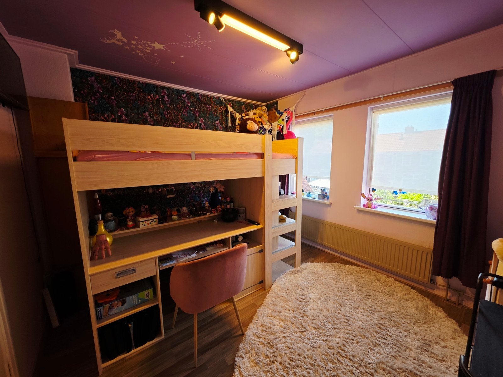 Stevige hoogslaper incl. bureau, kast, matras & bureaustoel, Ophalen, Eenpersoons, 90 cm, Hoogslaper