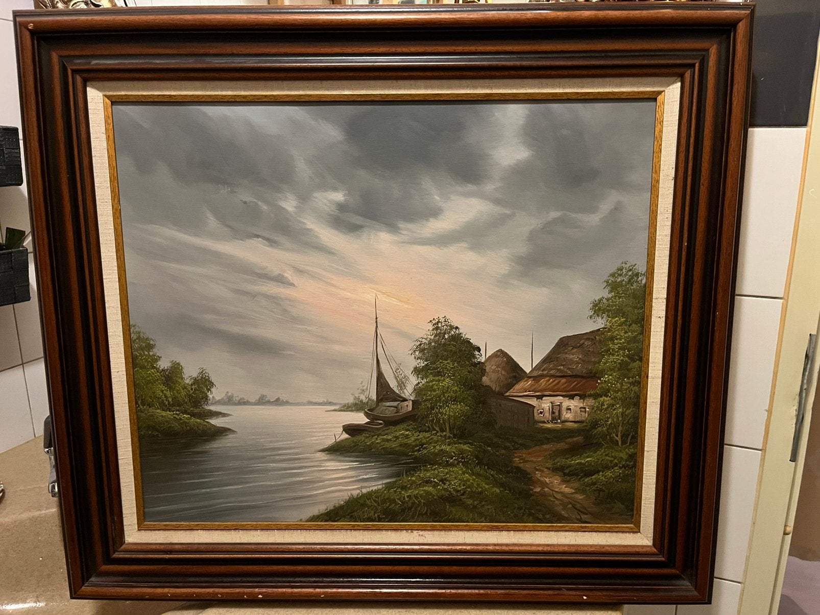 Prachtige groot olieverf landschap schilderij, Antiek en Kunst, Kunst | Schilderijen | Klassiek, Ophalen