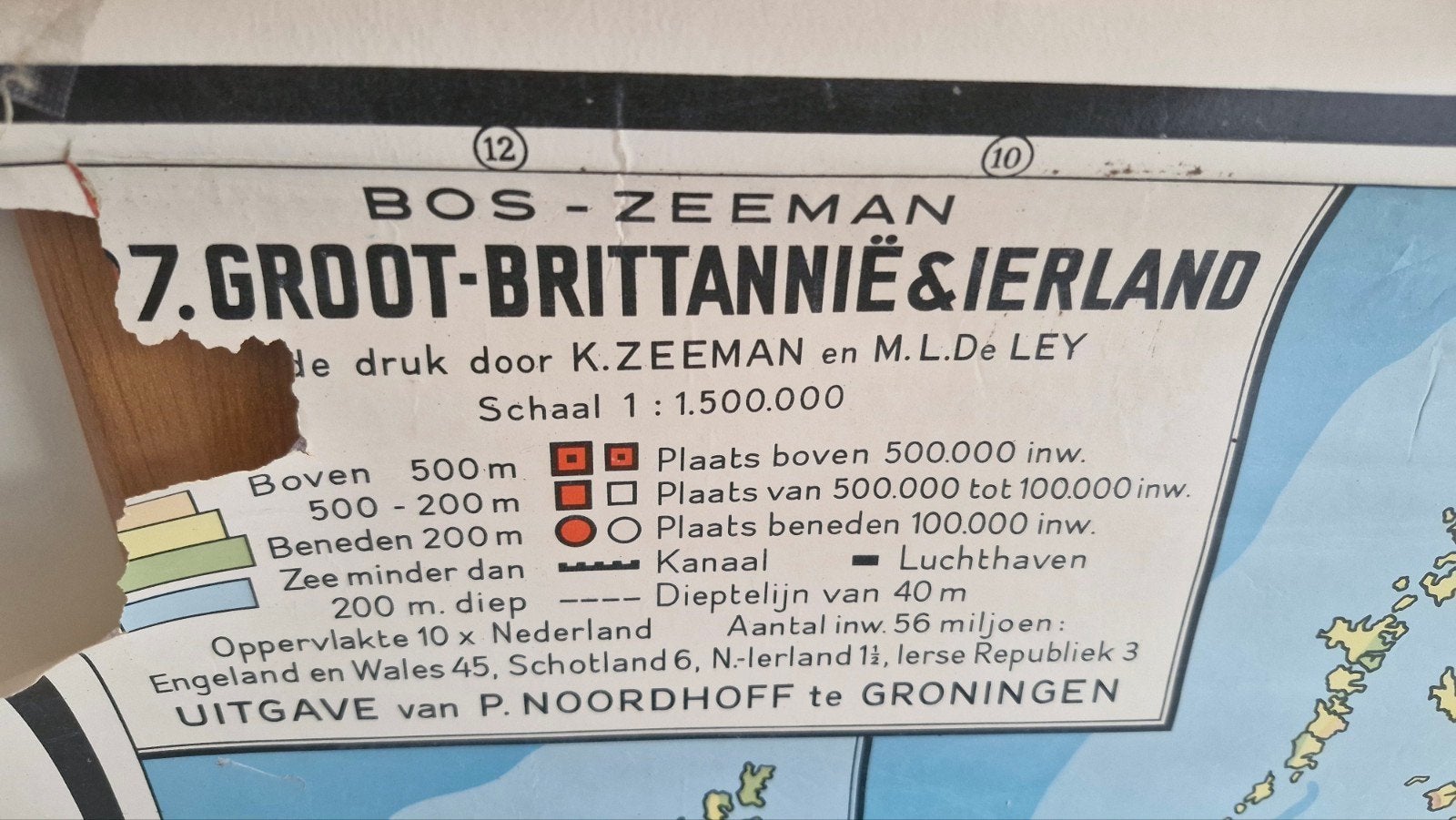 schoolplaat beschadigd groot britannie, Antiek en Kunst, Ophalen of Verzenden, Aardrijkskunde