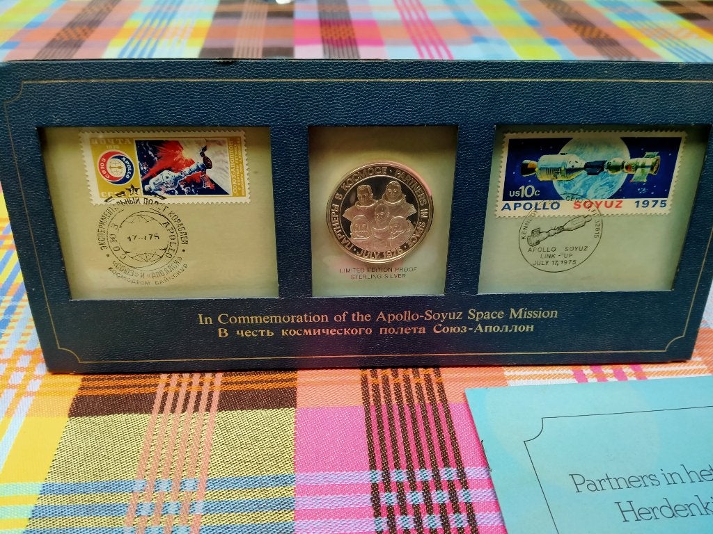 Herdenkingsmunt (sterling zilver) Apollo-Soyuz ruimtevaart, Vóór koninkrijk, Setje, Zilver, Overige waardes