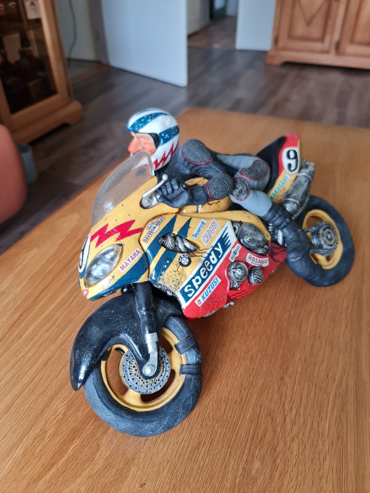Unieke Motorcoureur Beeldje - Vintage Stijl, Ophalen of Verzenden, Gebruikt, Overige typen, Overige merken