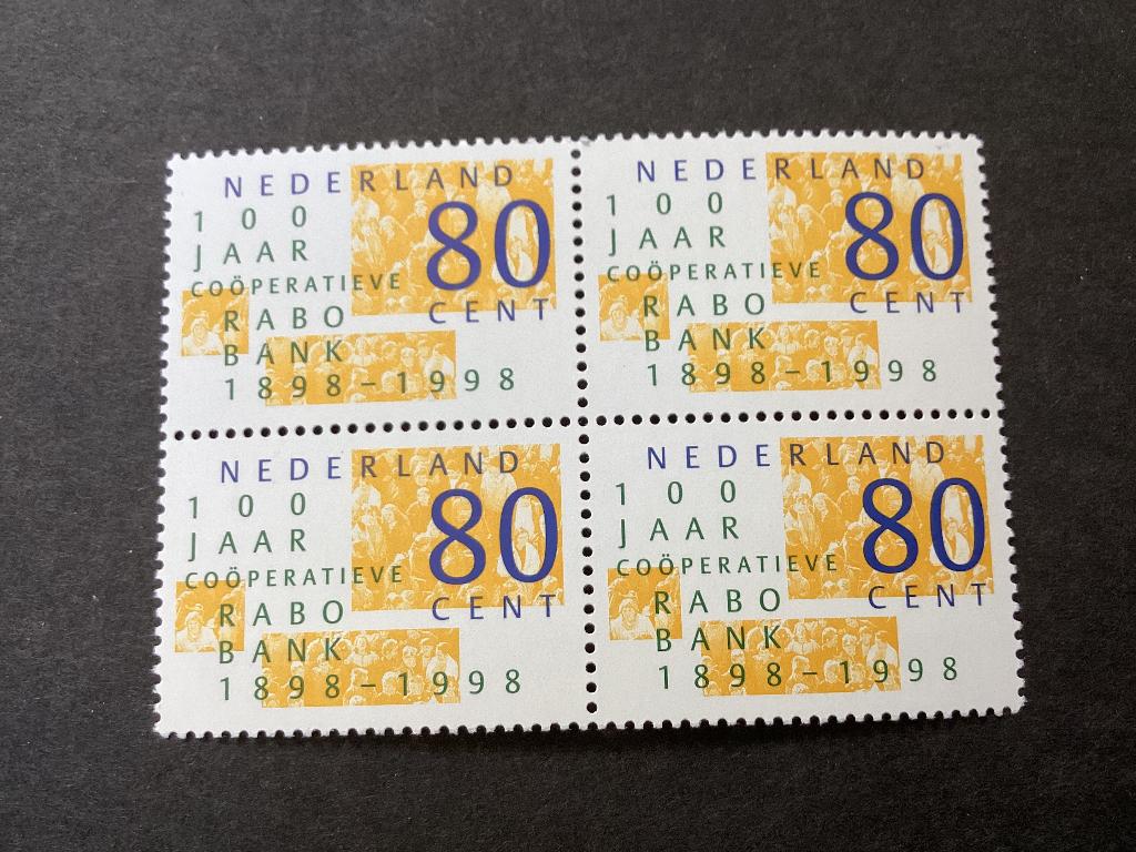 1998, Rabobank, 1764/ blok van 4, Postzegels en Munten, Postzegels | Nederland, Verzenden, Na 1940, Postfris