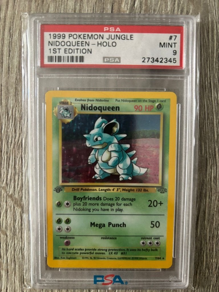 Nidoqueen 1st Edition PSA 9 – Jungle 1999 Pokémon, Ophalen, Zo goed als nieuw, Losse kaart, Foil