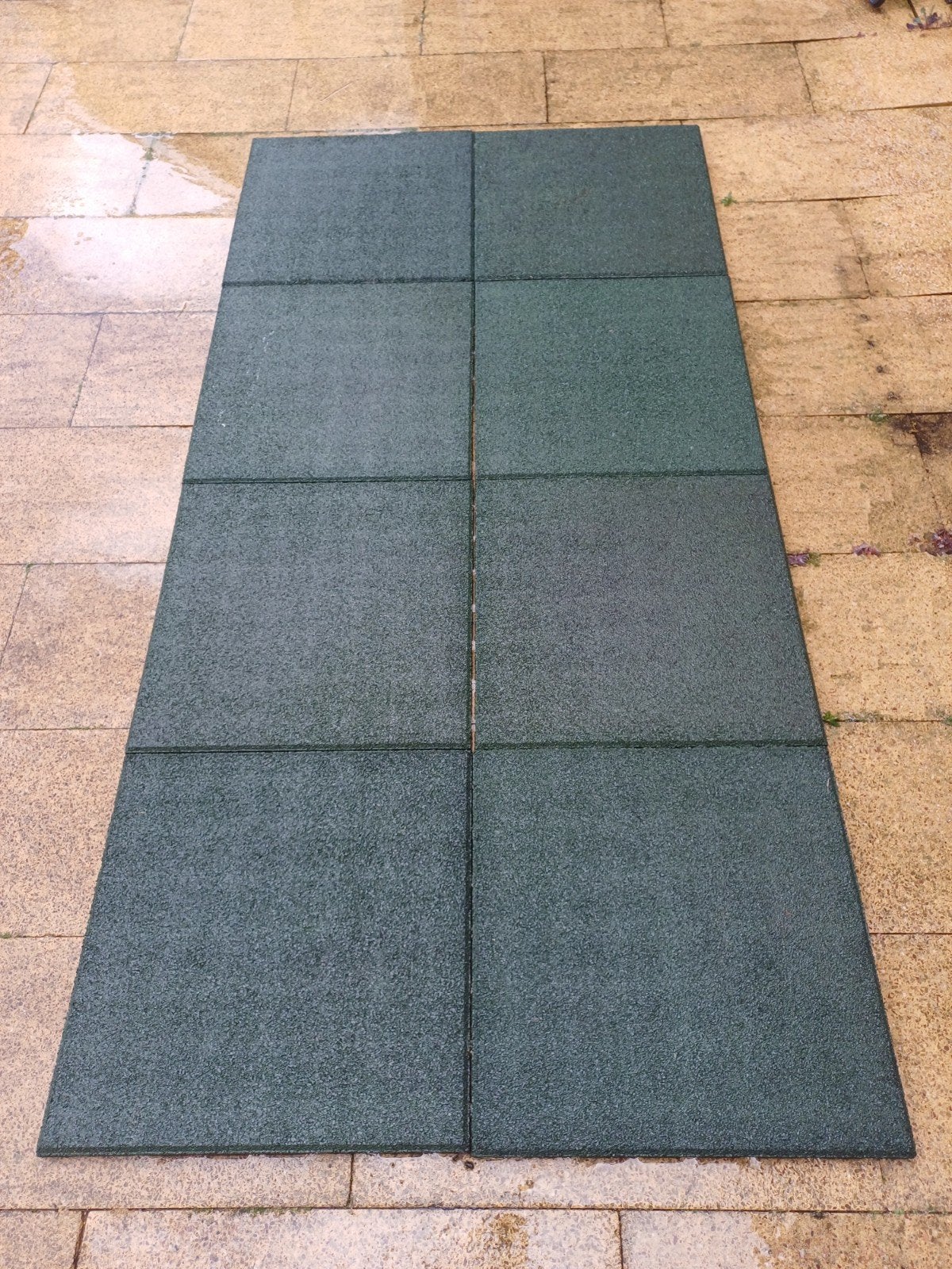 Rubberen tegels 50x50x2,5 cm - Groen, Ophalen, Gebruikt, Minder dan 10 m², Kunstgras
