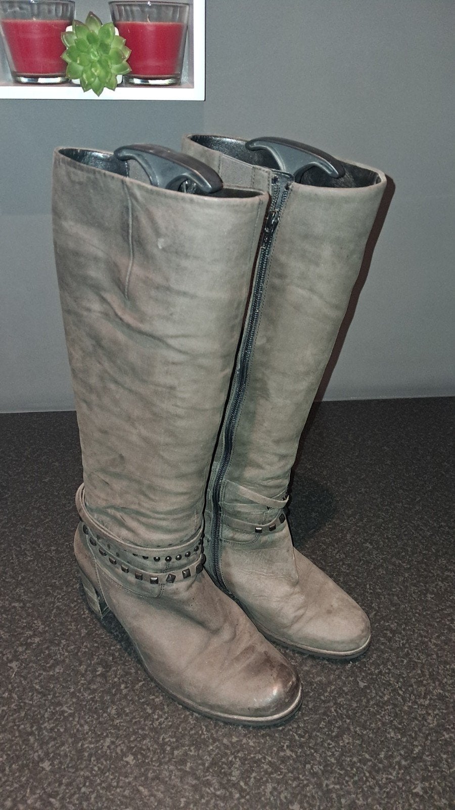 Grijze leren laarzen maat 39.5-40. Gabor, Kleding | Dames, Schoenen, Hoge laarzen, Gabor, Ophalen of Verzenden, Grijs