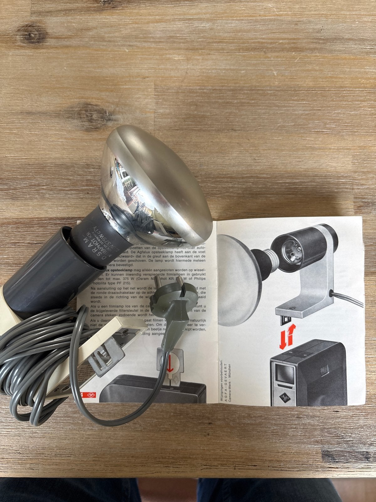 Vintage Agfa Agfalux opsteeklamp met Osram Nitraphot KR, Overige merken, Belichting, Ophalen of Verzenden, Gebruikt