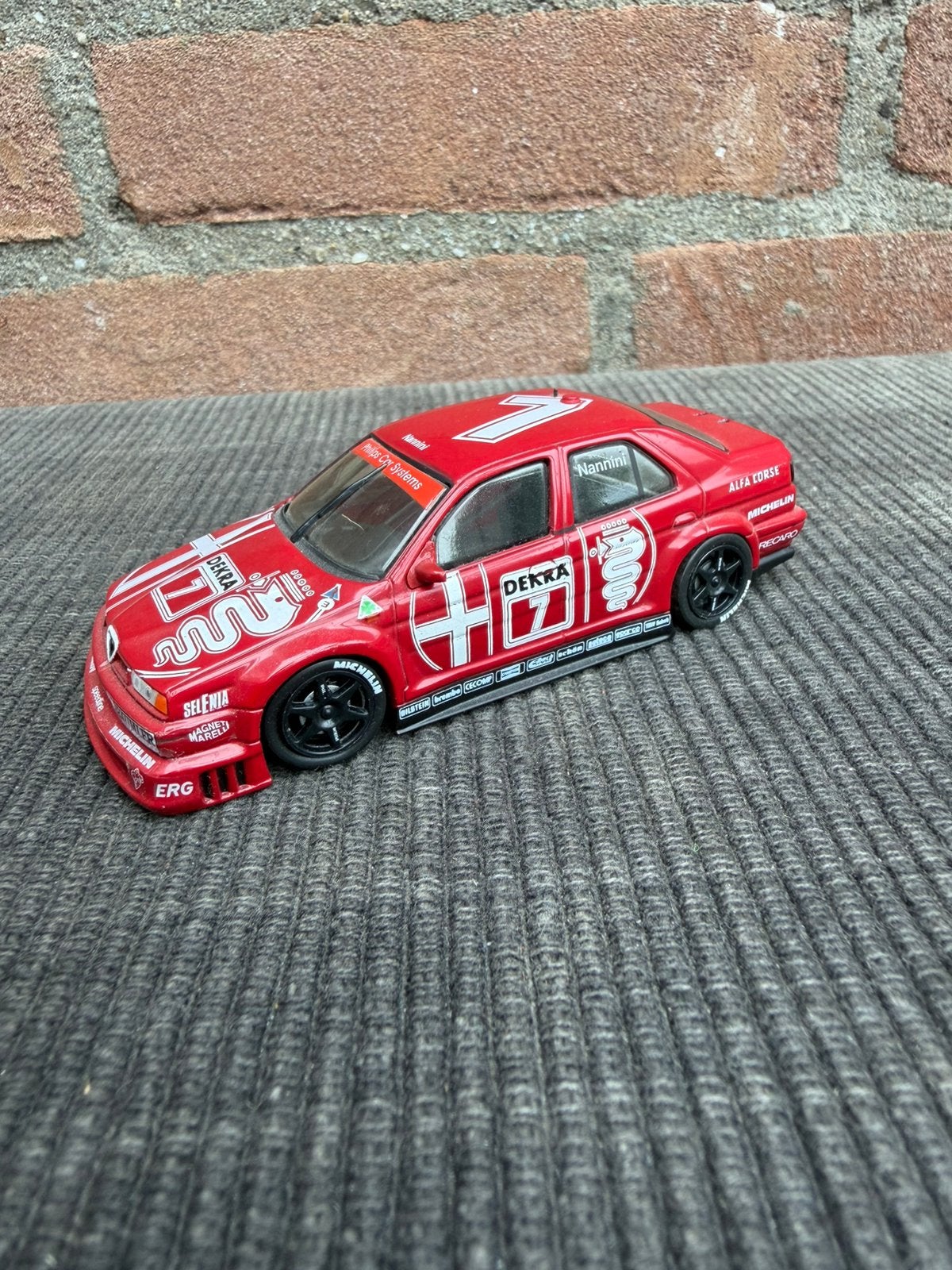 1:43 Minichamps Alfa Romeo 155 v6 ti Nannini, Ophalen of Verzenden, Gebruikt, Auto, MiniChamps