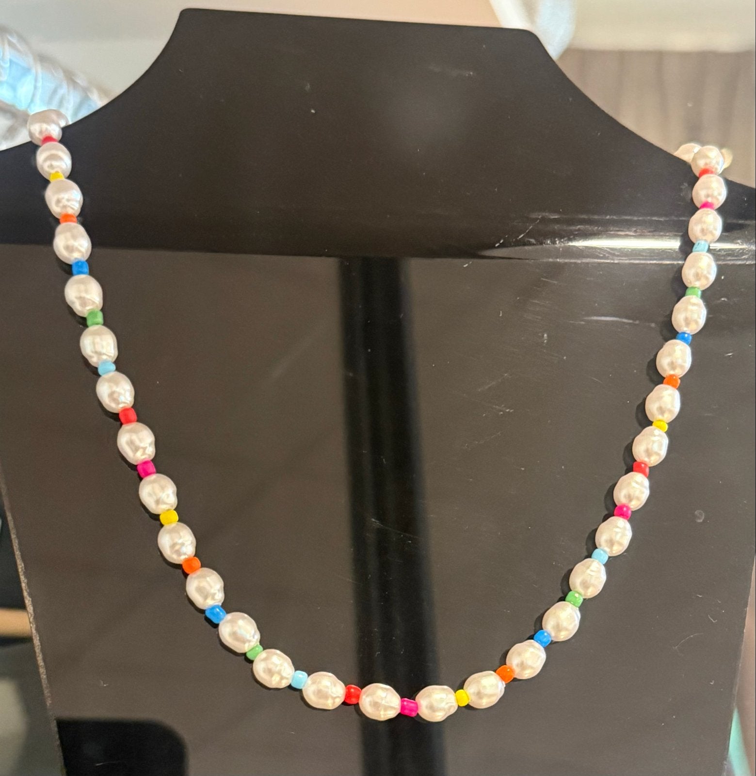 Kleurrijke Parelketting - Zo goed als nieuw, Ophalen of Verzenden, Zo goed als nieuw, Overige kleuren, Overige materialen