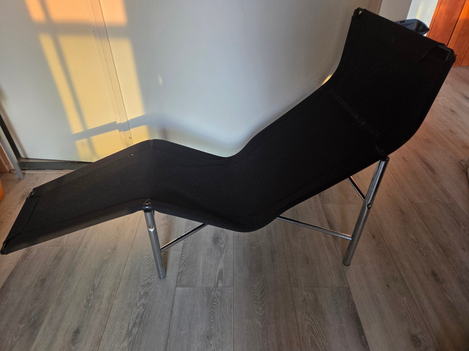 Ikea Tord Bjorklund Lounge Stoel - Chroom Frame, Ophalen, Zwart, Zo goed als nieuw, Stof
