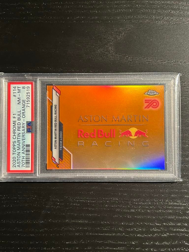 2020 Topps Chrome F1 Aston Martin Red Bull PSA 8 Orange, Ophalen of Verzenden, Zo goed als nieuw, Formule 1