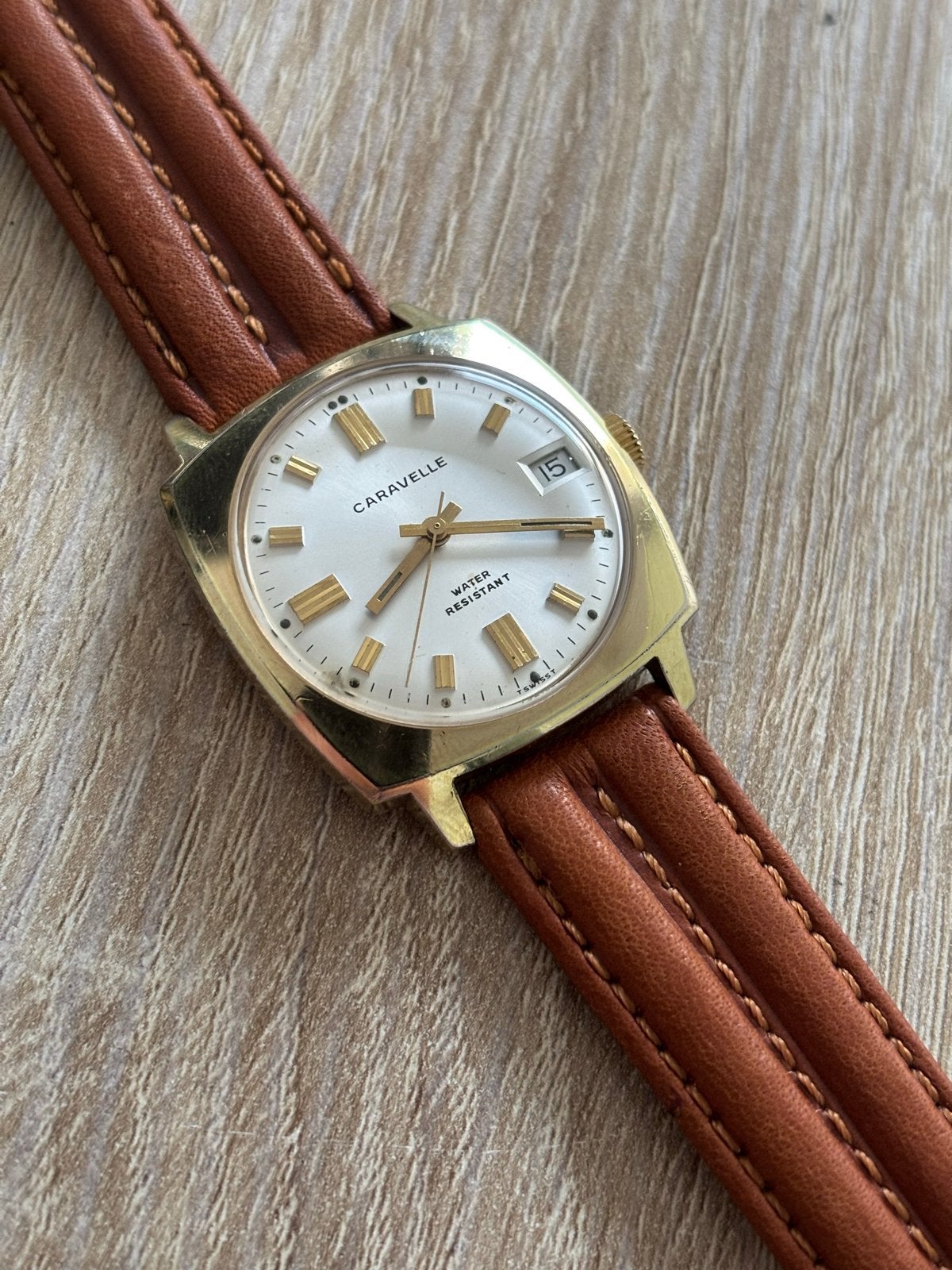 Caravelle Zwitsers herenhorloge vintage, Ophalen of Verzenden, Gebruikt, Zwart, IOS