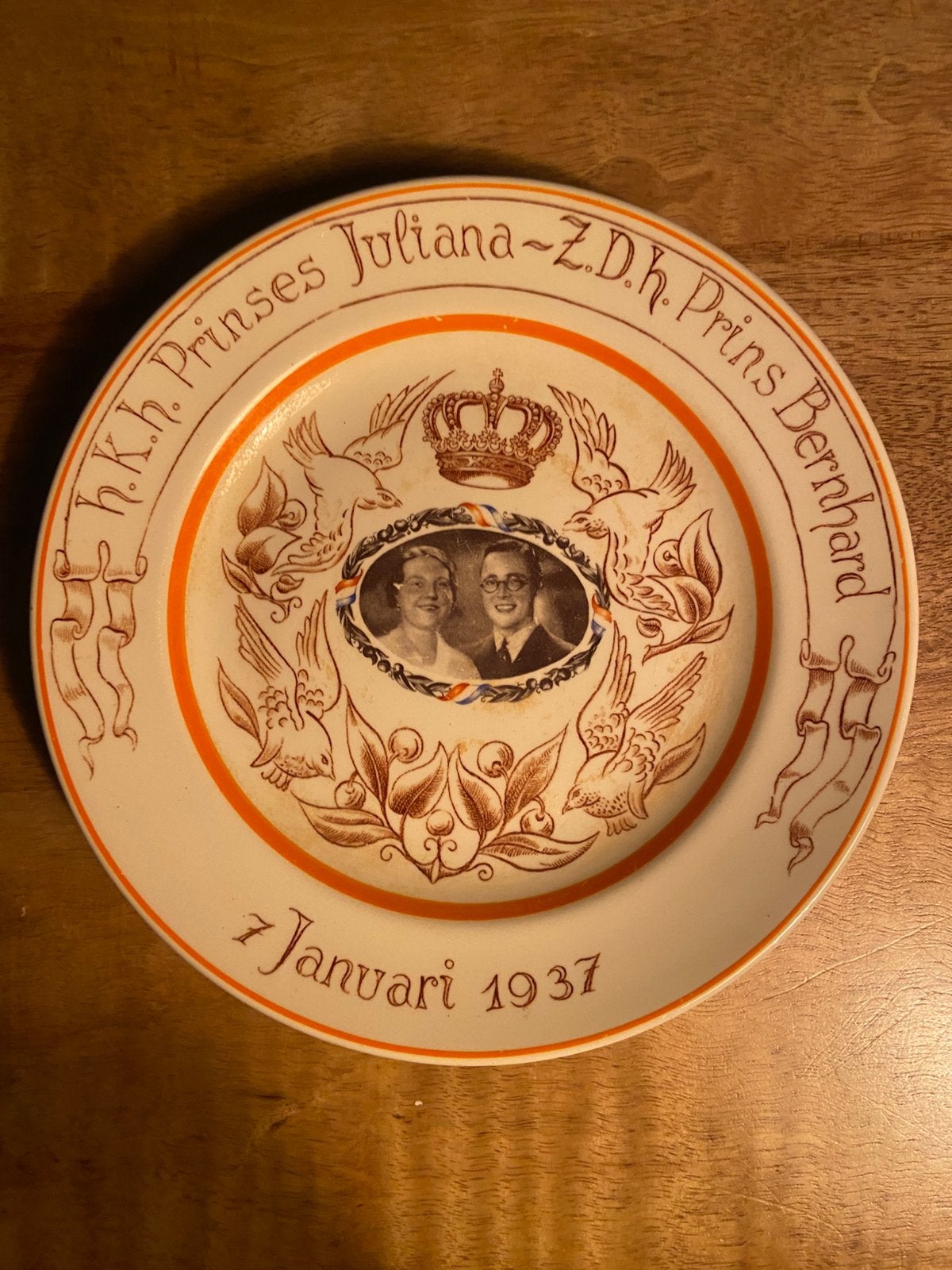 Wandbord juliana & Bernhard 1937, Ophalen of Verzenden