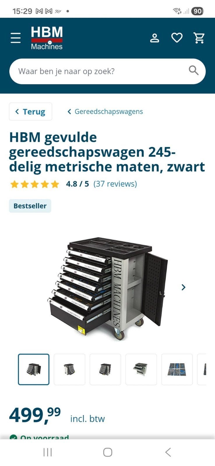 HBM Gevulde Gereedschapswagen 245-delig, Zwart, Ophalen, Zo goed als nieuw