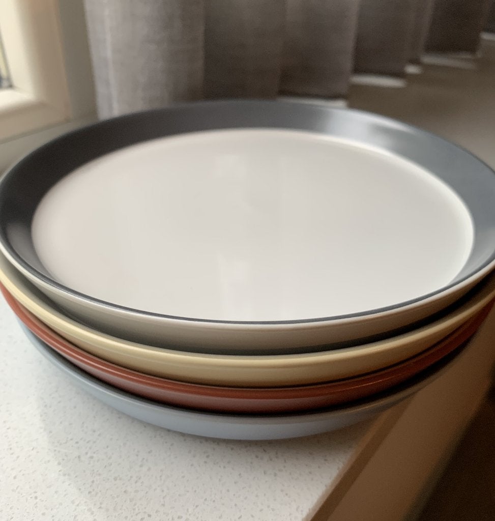 borden, Hema bordjes, ontbijt- lunchborden rand in 4 kleuren, Huis en Inrichting, Keuken | Servies, Hema, Ophalen of Verzenden