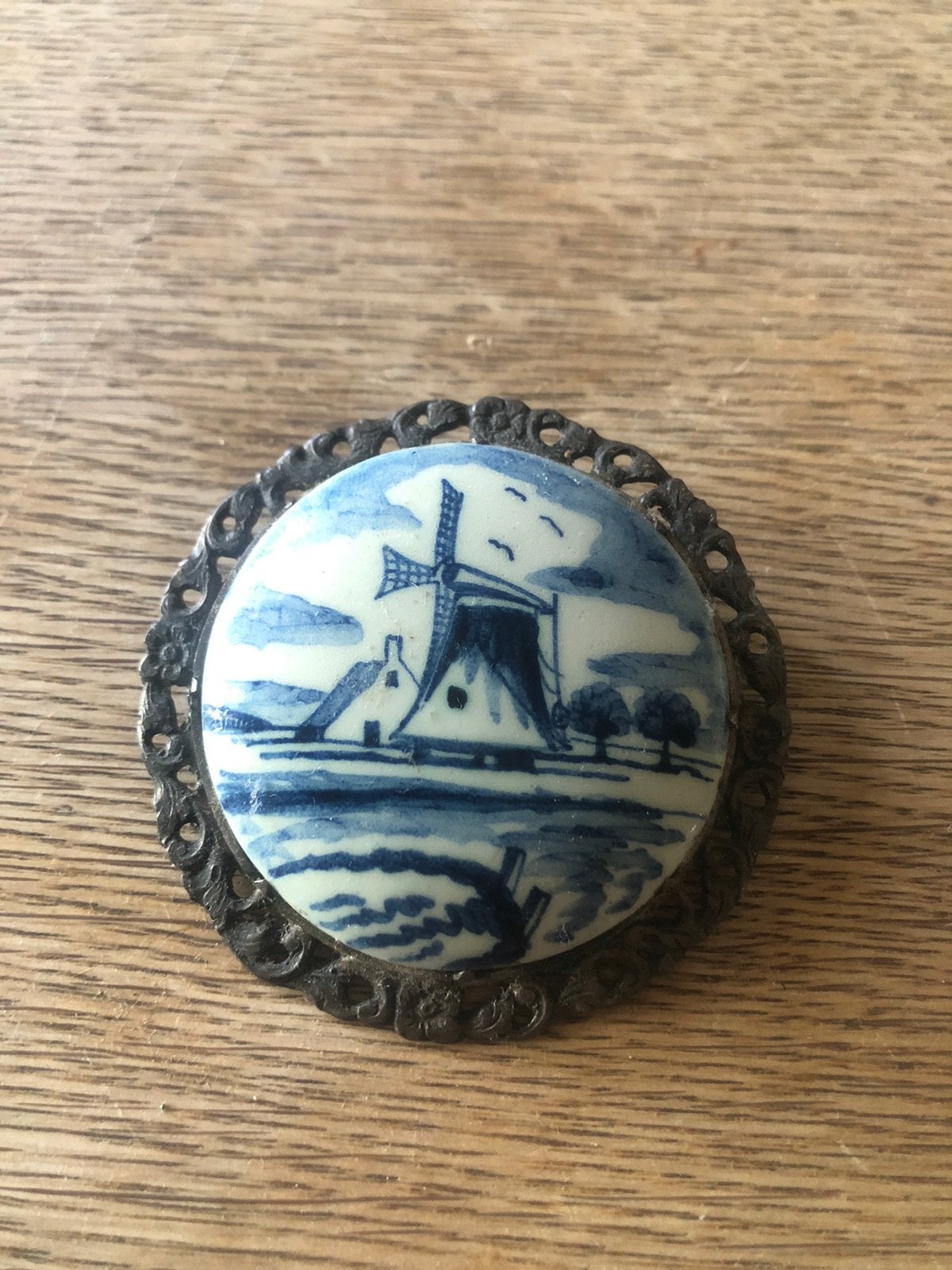 Zilveren Delfts Blauwe Broche, H. Hooijkaas (Schoonhoven), Ophalen of Verzenden, Zo goed als nieuw, Minder dan 4 cm, Zilver