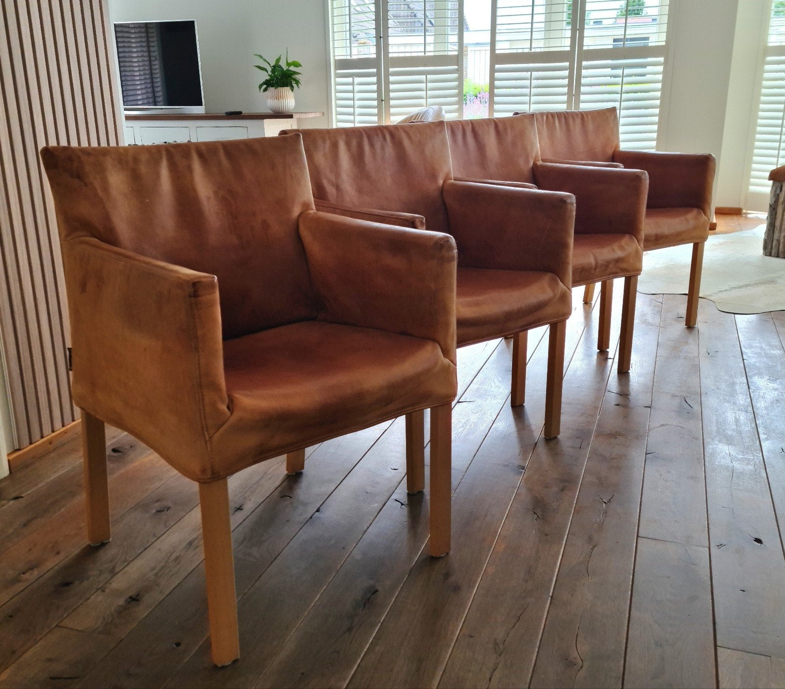 Set van 4 Gerard van den Berg stoelen, Ophalen, Gebruikt, Bruin, Leer