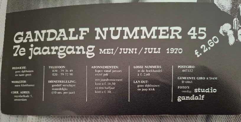 Gandalf Nummer 45. Tijdschrift mei - 1970., Verzenden, Gelezen