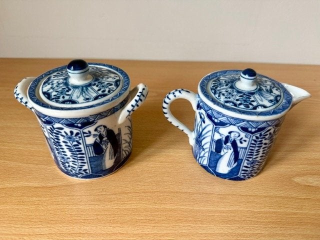 Lange Lijs Suikerpot & Melkkannetje, Ophalen of Verzenden, Gebruikt, Porselein, Overige typen