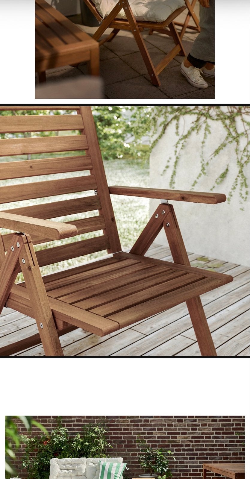 2x Verstelbare tuinstoelen met kussens, Ophalen, Zo goed als nieuw, Hout, Verstelbaar
