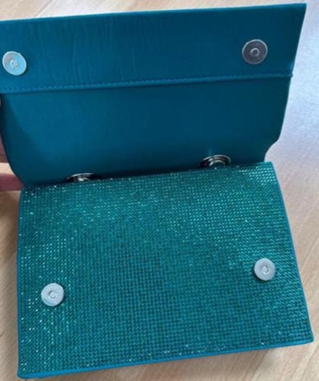 Elegant Groen Avondtasje met Strass, Sieraden, Tassen en Uiterlijk, Tassen | Damestassen, Ophalen of Verzenden, Zo goed als nieuw