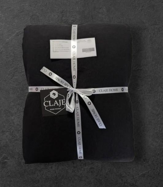 100% linnen dekbedovertrek 240x220 met slopen Black, Zwart, Dekbedovertrek, Ophalen of Verzenden, Nieuw