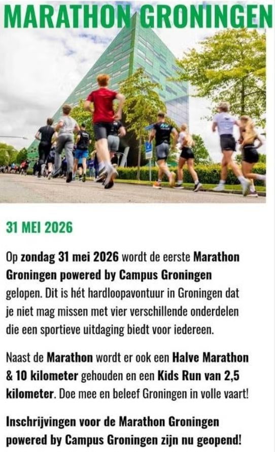Startbewijs groningen marathon, Sport en Fitness, Loopsport en Atletiek, Ophalen, Nieuw, Overige typen, Overige merken