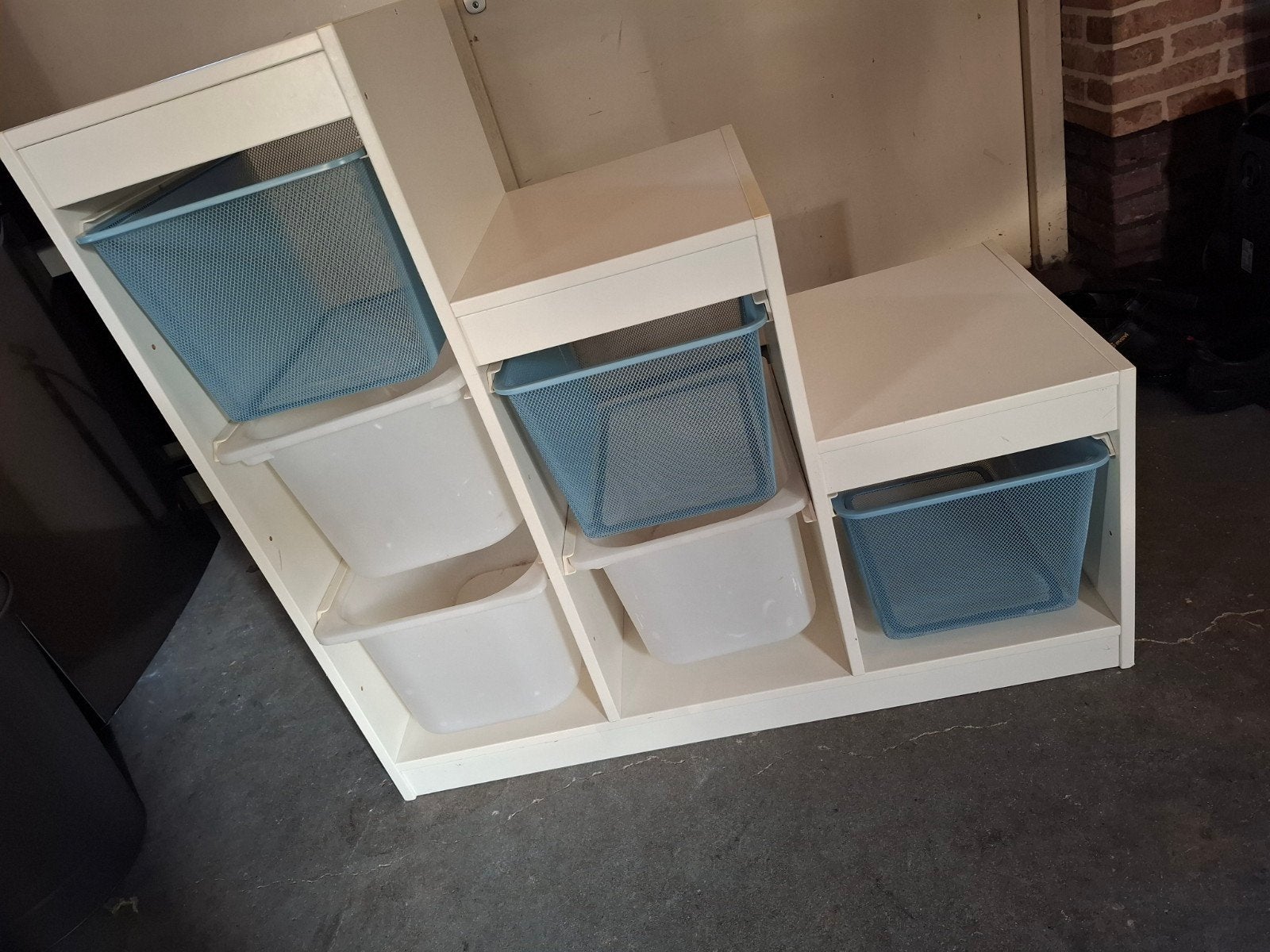 IKEA TROFAST Opbergcombinatie met Bakken - Wit/Blauw, Ophalen, Gebruikt, 50 tot 100 cm, Minder dan 100 cm