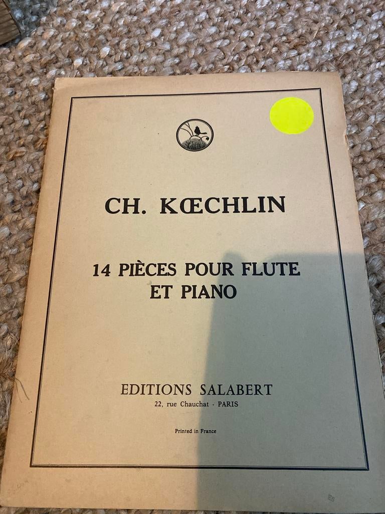 Ch. Koechlin - 14 Pièces pour Flûte et Piano, Muziek en Instrumenten, Klassiek, Dwarsfluit of Piccolo, Ophalen of Verzenden, Zo goed als nieuw