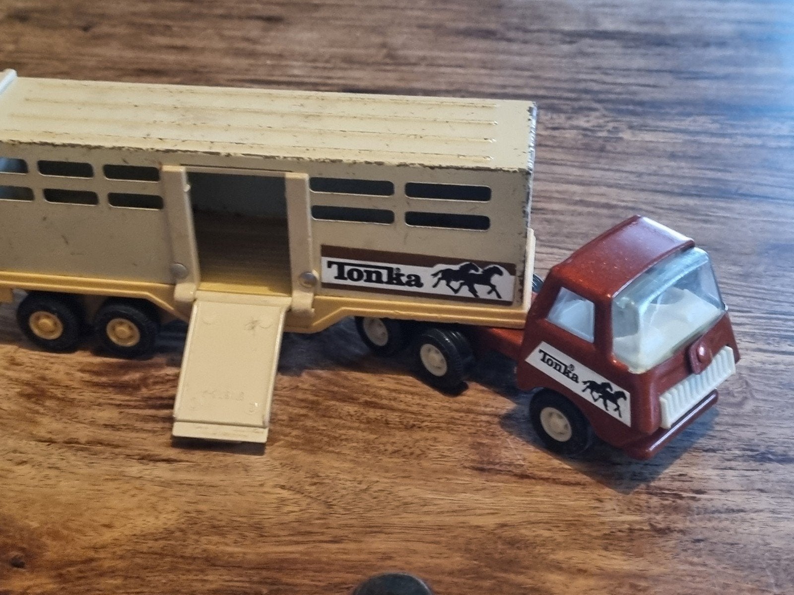 Vintage Tonka Truck met Paardentrailer, Verzamelen, Ophalen of Verzenden, Gebruikt