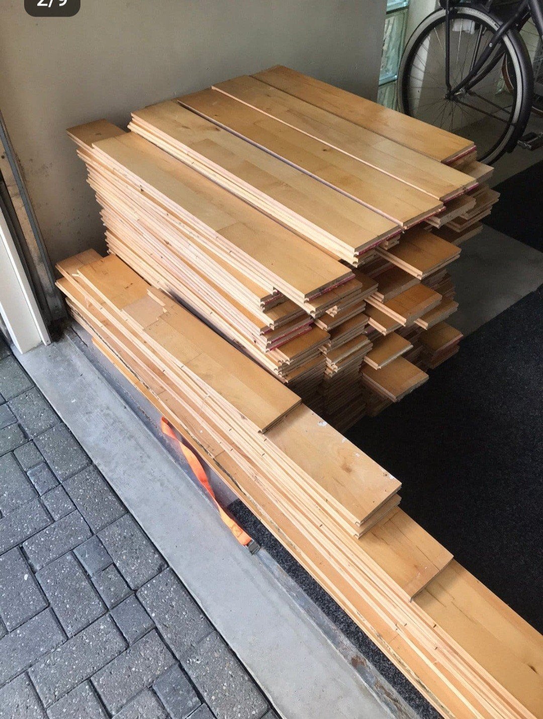 Massief houten Junckers vloer - ruim 16 m2, Ophalen, Gebruikt, 50 tot 150 cm, Vloerdelen of -planken