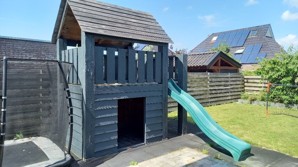 Houten speelhuis met glijbaan (groot en robuust), Ophalen, Gebruikt, Overige typen