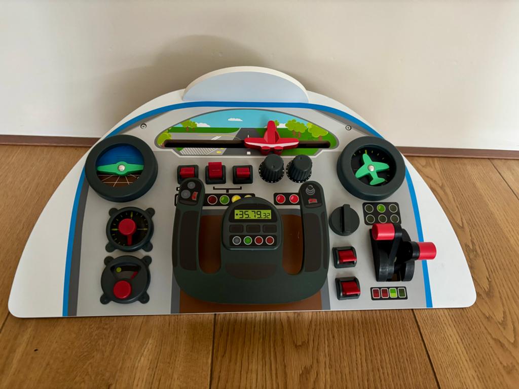 Houten Vliegtuig Cockpit Speelpaneel met Knoppen, Ophalen, Gebruikt, Jongen of Meisje
