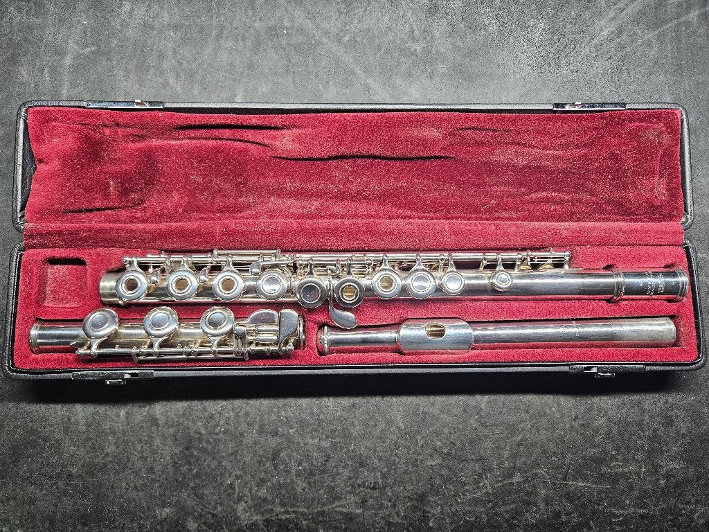Dwarsfluit Yamaha 371II B-voet, zilveren kop, Ophalen, Gebruikt, Met koffer of tas