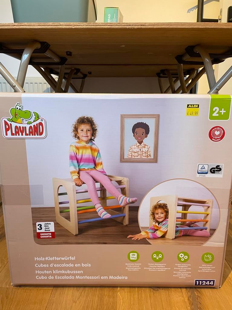 Playland Houten Klimkubus - Montessori Speelgoed, Ophalen of Verzenden, Nieuw, Bouwen