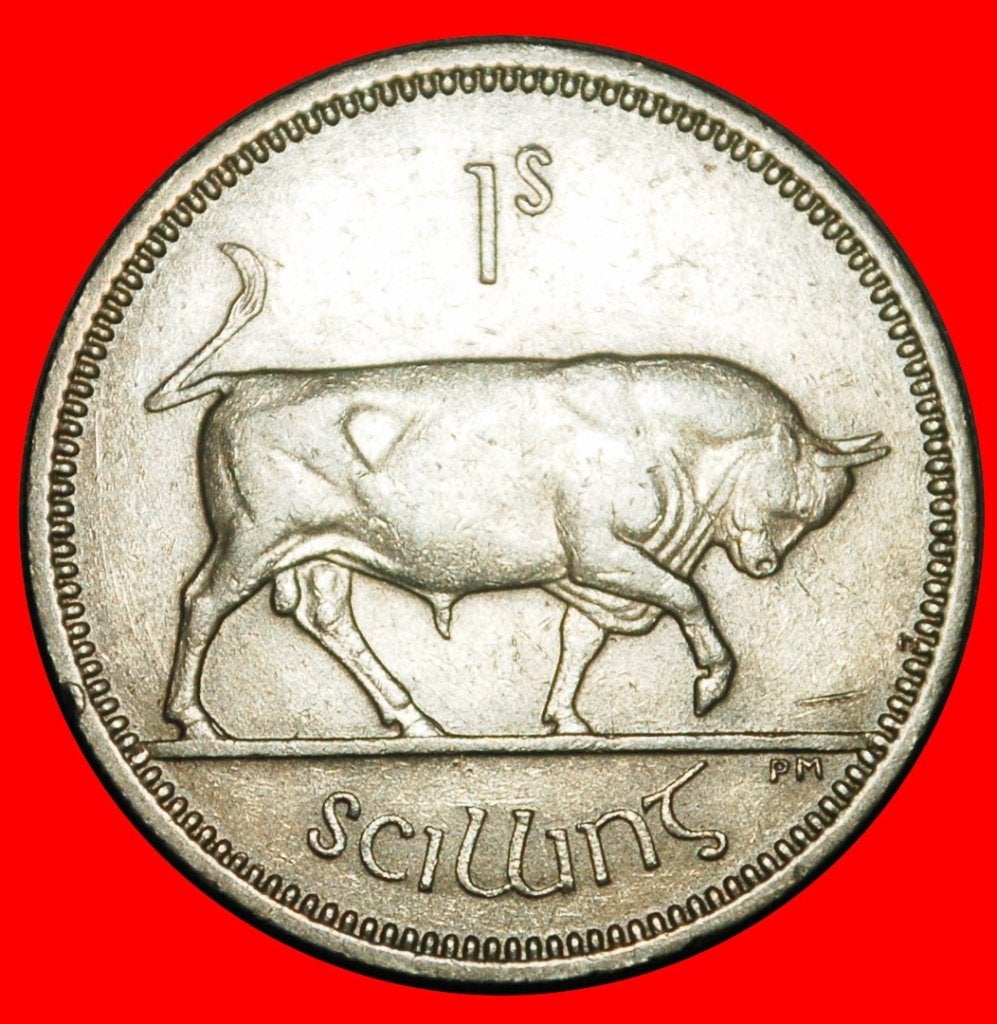 Ⰺ BRITAIN 1928-1968 NOT SILVER: IRELAND 1 SHILLING 1964 BULL, Ophalen of Verzenden, Overige landen, Losse munt