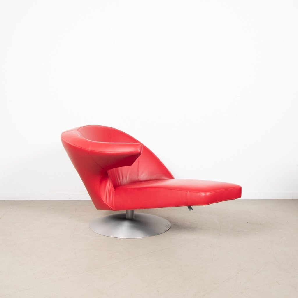Leolux Parabolica Fauteuil Rood Leer, Niet ingevuld, Zo goed als nieuw, Niet ingevuld, Niet ingevuld