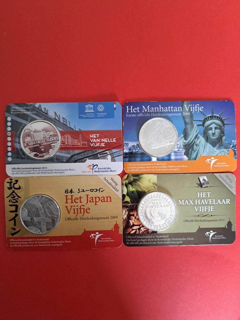 4 coincards zwaar verzilverd, Ophalen of Verzenden, Nederland, Munten