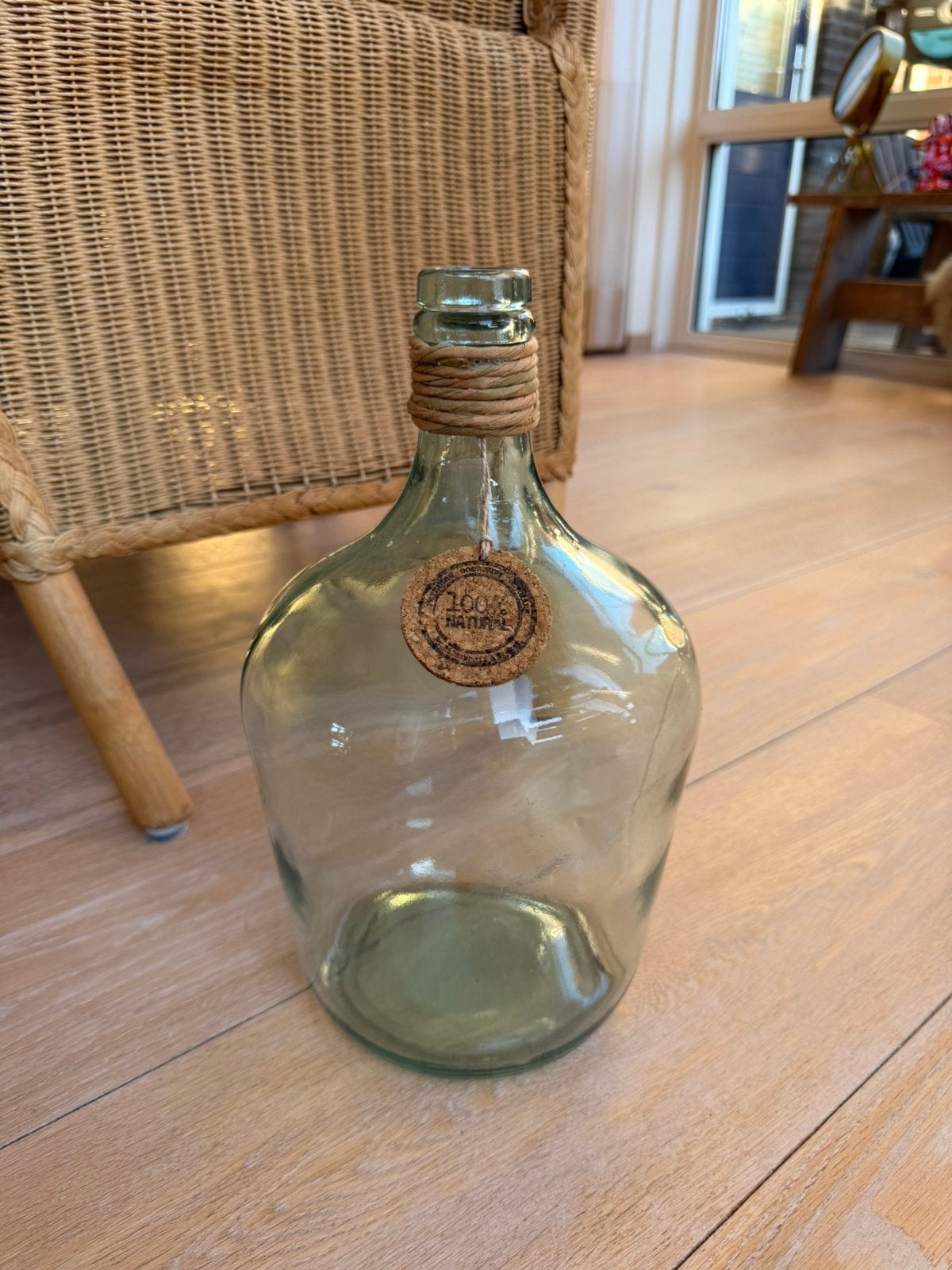 Glazen fles, 32 cm, Ophalen of Verzenden, Groen, Glas