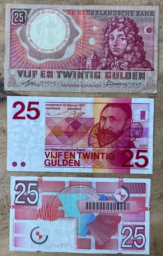 3 verschillende 25 gulden bankbiljetten, Ophalen, 25 gulden, Setje