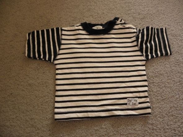 Basic blauw wit katoenen bretons college shirtje mt 74 zgan, Ophalen of Verzenden, Zo goed als nieuw, Merkloos, Jongetje