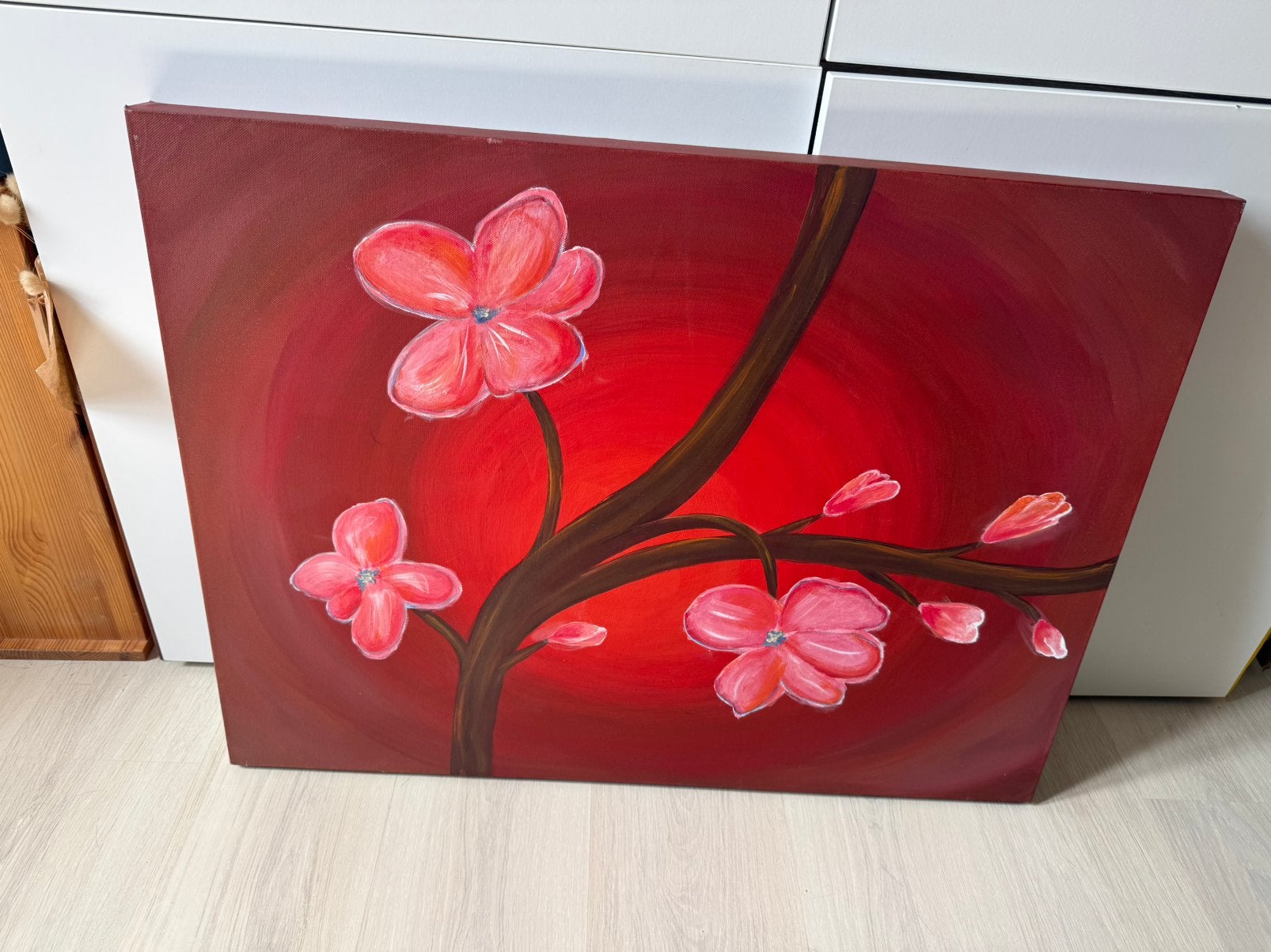 Handgemaakt schilderij 80x60 cm bloemen, Antiek en Kunst, Kunst | Schilderijen | Abstract, Ophalen