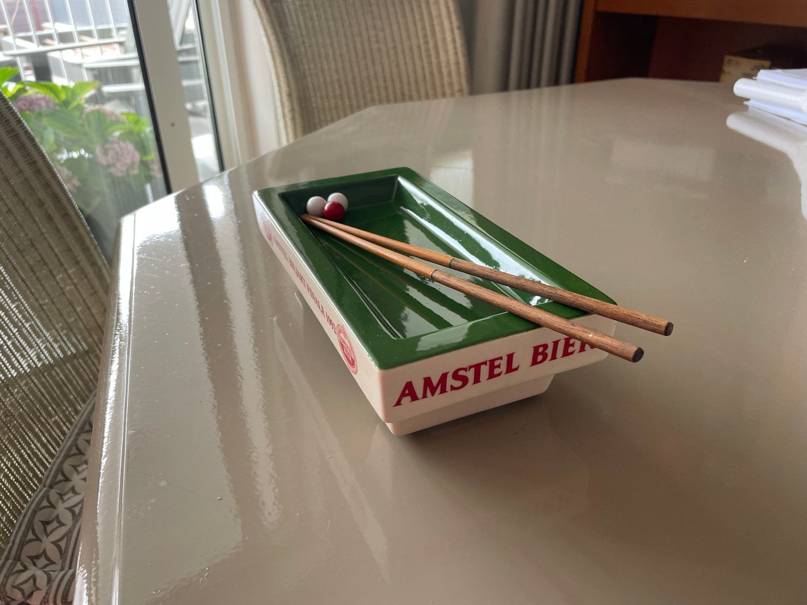 Amstel Bier Biljart Finale 1992 asbak/schaaltje 23x11,5 cm, Ophalen