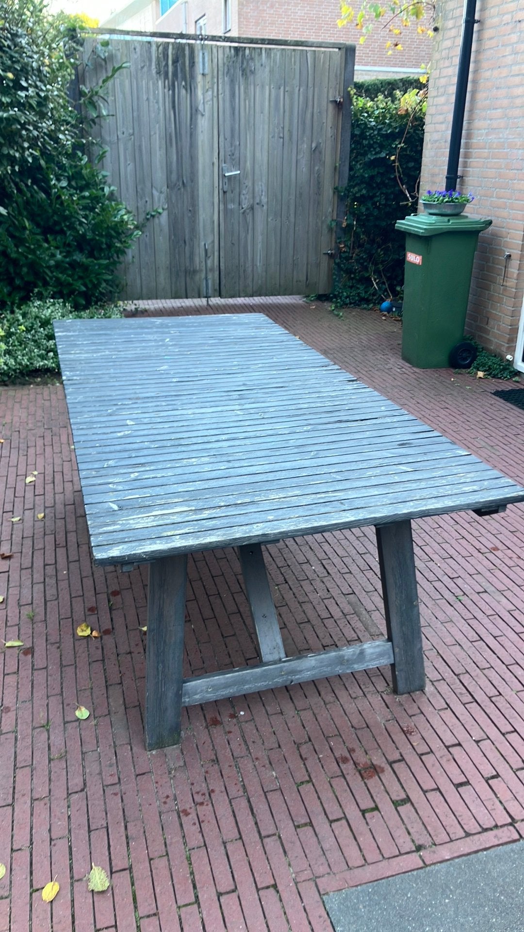 Gratis houten tuintafel 220x100x72, Ophalen, Rechthoekig, Hout