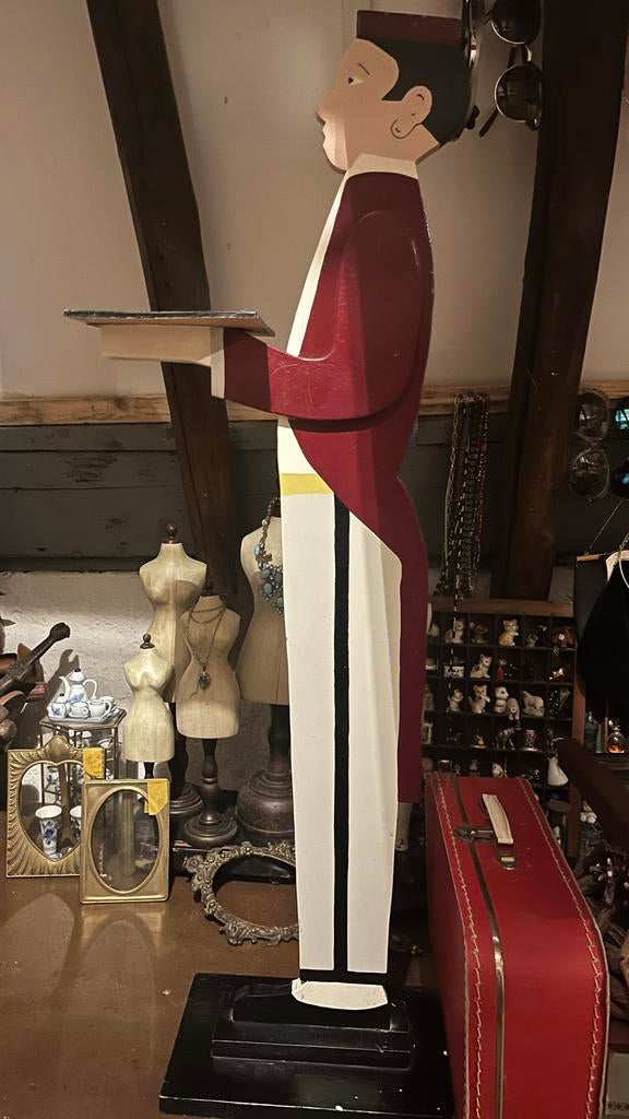 Vintage Houten Butler Beeld - Decoratieve Obersfiguur, Antiek en Kunst, Ophalen of Verzenden