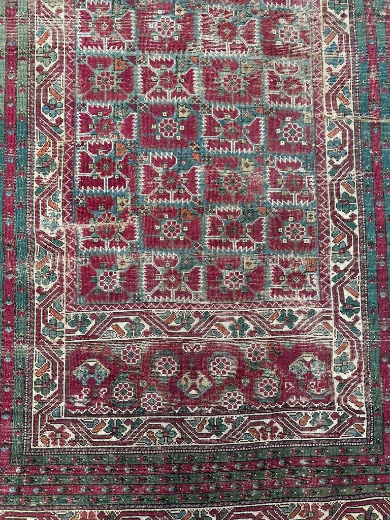 Antieke Turkse loper – 346  140 cm – geometrische elegantie, Gebruikt, 100 tot 150 cm, Wol, 200 cm of meer