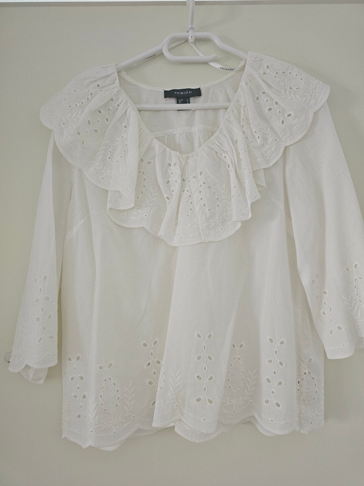 Witte Primark blouse met borduursel - Maat S, Ophalen of Verzenden