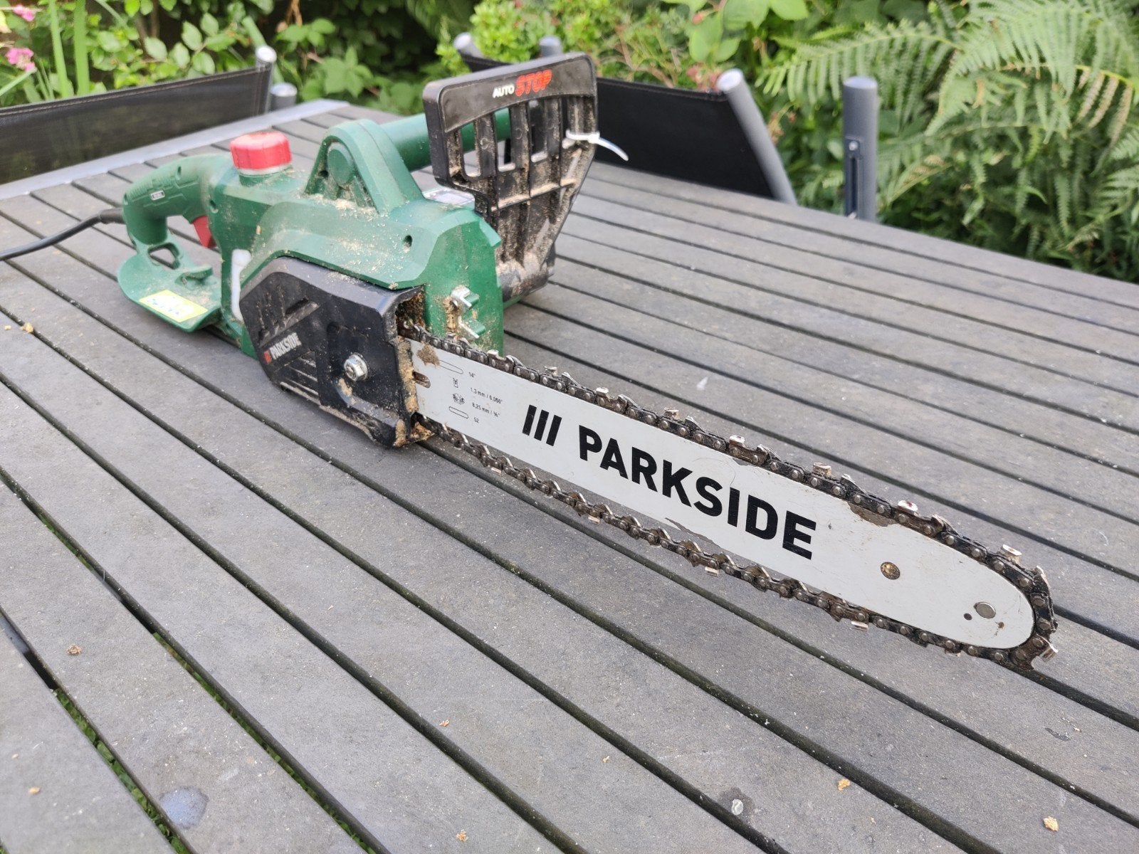 Parkside elektrische kettingzaag met extra ketting, Doe-het-zelf en Verbouw, Gebruikt, 70 mm of meer, Kettingzaag, Ophalen of Verzenden