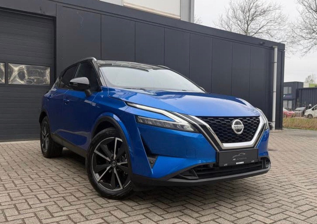 Nissan Qashgai 1.3MHEV TEKNA+HUD/Pano/360cam/Keyless/Carplay, Auto's, Nissan, 1299 cc, 1800 kg, Blauw, Parkeerassistent