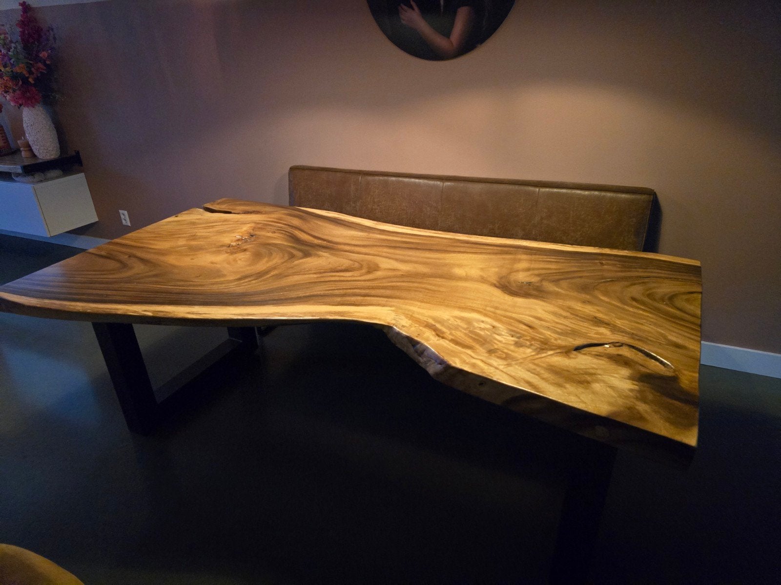 Boomstam eettafel 2.22m, Ophalen, 100 tot 150 cm, 200 cm of meer, Rechthoekig